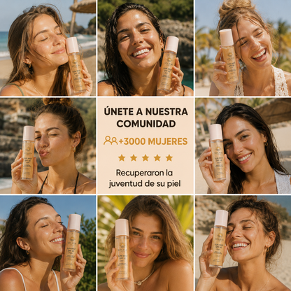 Bruma invisible SPF 50 con ácido hialurónico y acabado glow.