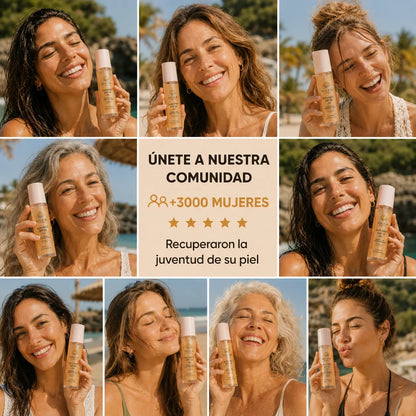 Bruma invisible SPF 50 con ácido hialurónico y acabado glow.